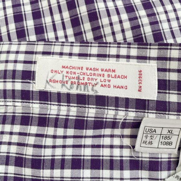 Brooks Brothers Non Iron Button Up Shirt Mens Supima Cotton Purple Size XL - Picture 8 of 11